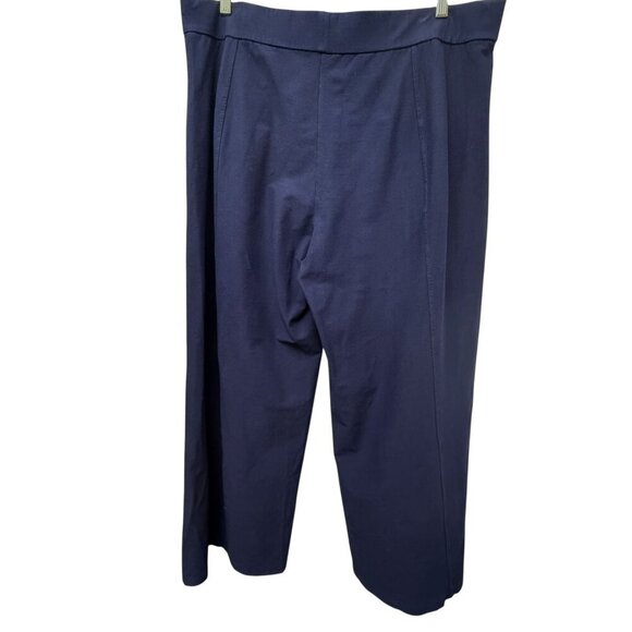 Eileen Fisher Stretch Pants Size Large Comfort Elastic Waist Wide Leg Navy Blue - Picture 5 of 11